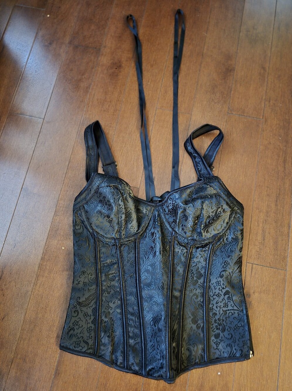 Black Brocade Corset Top